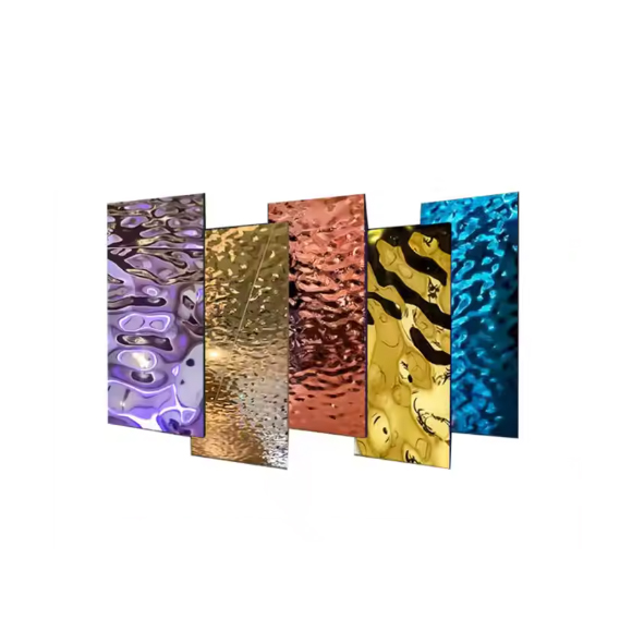 Home Decoration 201 304 316 Grade Gold Water Ripple Corrugated Plates Stainless Steel Sheets